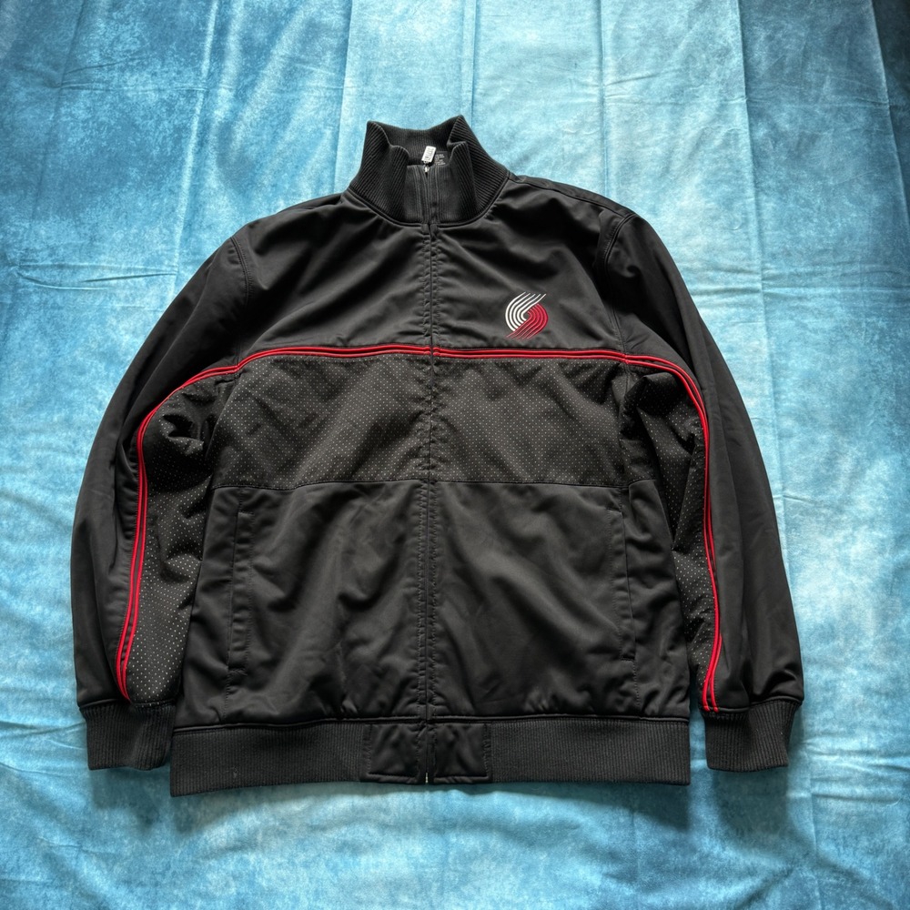 Vintage Y2K UNK NBA Portland Trail Blazers Track Jacket XL Black Red